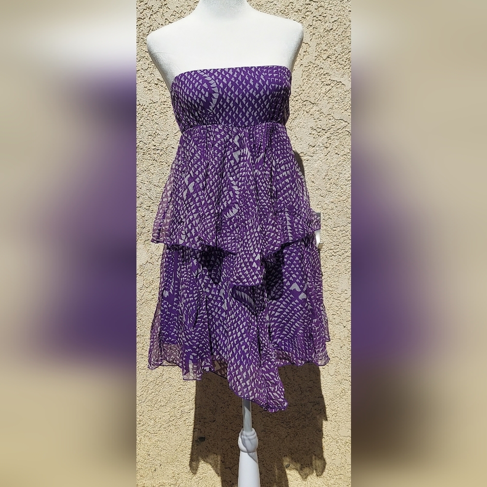 BCBG purple flowy layered fun dress size xs  BCBGM